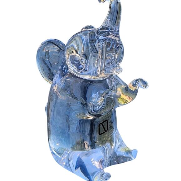 VTG V. NASON MURANO ITALY ART GLASS ELEPHANT FIGURINE 5" TRUNK UP LUCKY STICKER - Picture 1 of 6